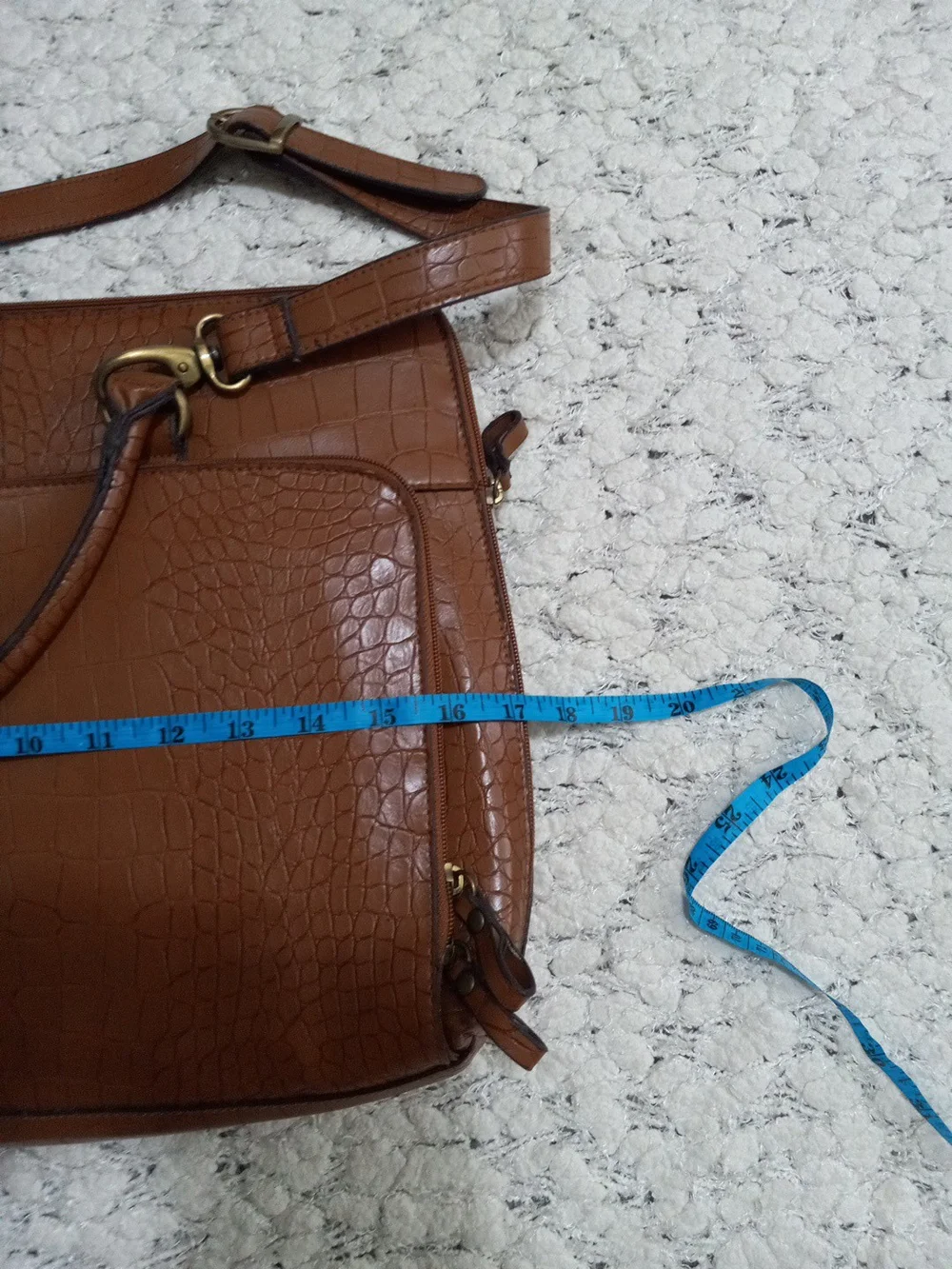 Bueno Tan Croc-Embossed Laptop Business Tote Shouldet Trap NWT